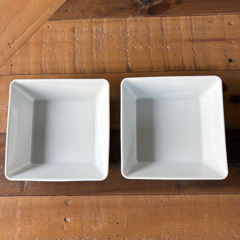 Alaska Airlines Schonwald Germany White Square Porcelain Bowls Set of 2 AS 8012